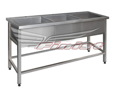 ВАННА МОЕЧНАЯ FINIST ВМП-3/1600*700*850, СВАРНАЯ ТРЕХСЕКЦИОННАЯ, НЕРЖАВЕЮЩАЯ СТАЛЬ, КАРКАС-ТРУБА НЕРЖ.