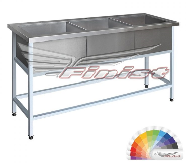 ВАННА МОЕЧНАЯ FINIST ВМЭ-3/1500*600*850, СВАРНАЯ ТРЕХСЕКЦИОННАЯ, НЕРЖАВЕЮЩАЯ СТАЛЬ, КАРКАС-ТРУБА КРАШ.