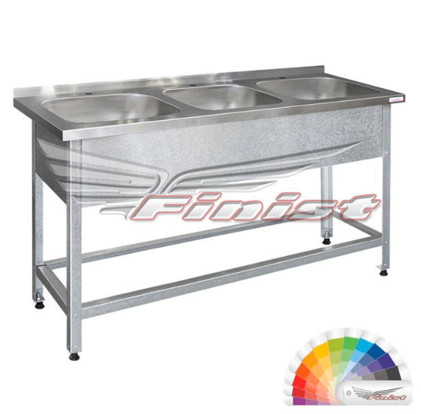 ВАННА МОЕЧНАЯ ВМЛЦ-3-1500*600 FINIST, М/О 400*400*250, ЦЕЛЬНОТЯНУТАЯ ТРЕХСЕКЦИОННАЯ, НЕРЖАВЕЮЩАЯ СТАЛЬ, КАРКАС-УГОЛОК ОЦИНК.